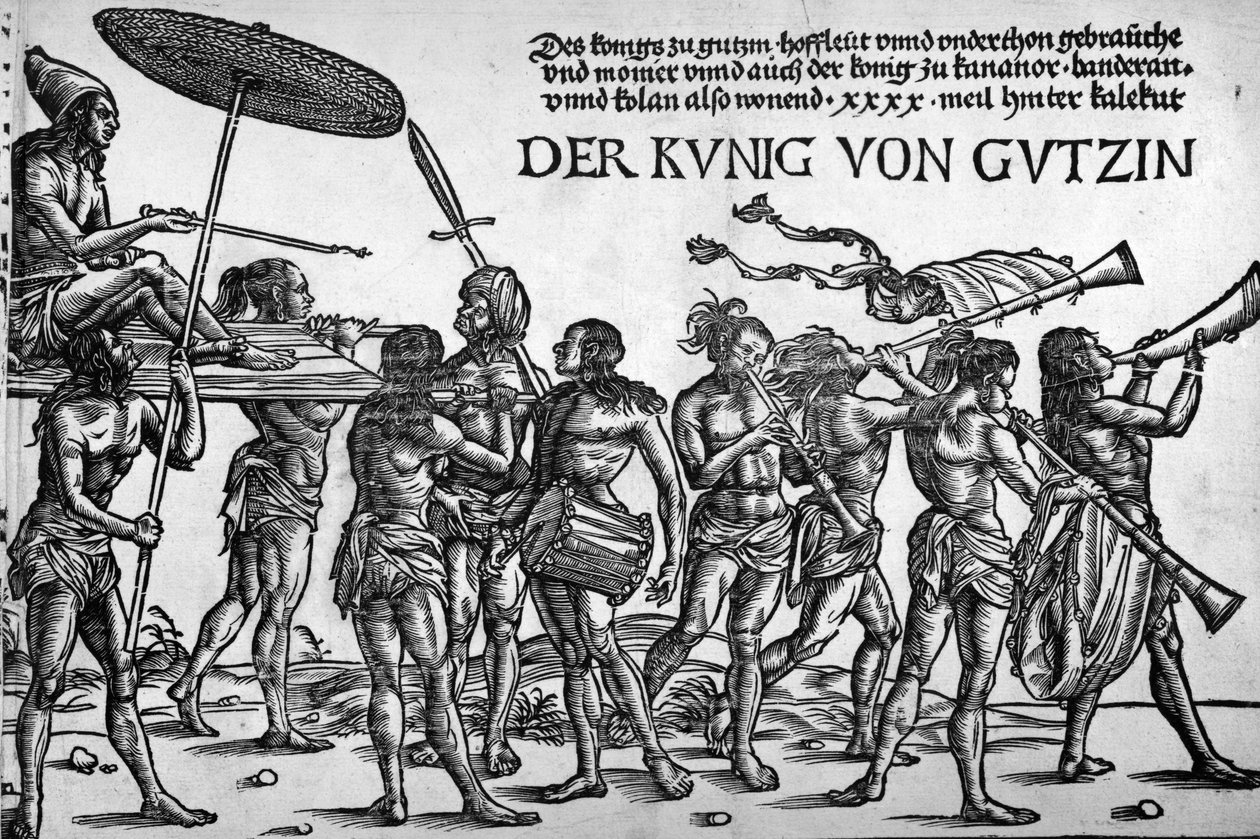 Kungen av Gutzin, tryck av Georg Glockendon, 1511 av Hans Burgkmair