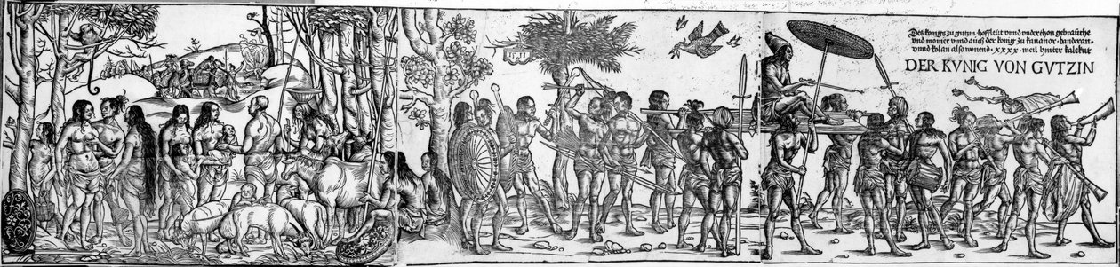 The kuing of Gutzin, tryck gjord av George Glockendon, 1511 av Hans Burgkmair