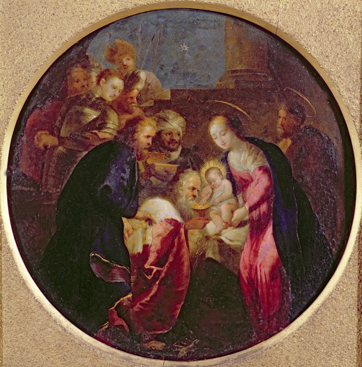 Adoration of the Magi, 1600-25 (olja på koppar) av Hans I or Johann Rottenhammer