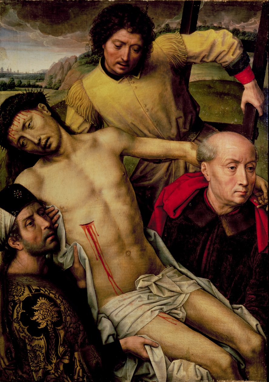 Nedstigning från korset, vänster panel från Depositionsdiptiken, c.1492-94 av Hans Memling