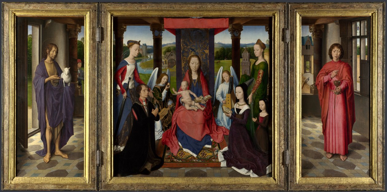 Maria mit Kind, Heiligen und Stiftern av Hans Memling