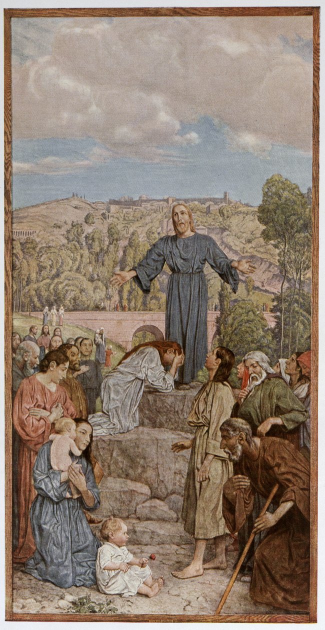 Kristus predikar, illustration från "Festkalender" utgiven i Leipzig omkring 1910. av Hans Thoma