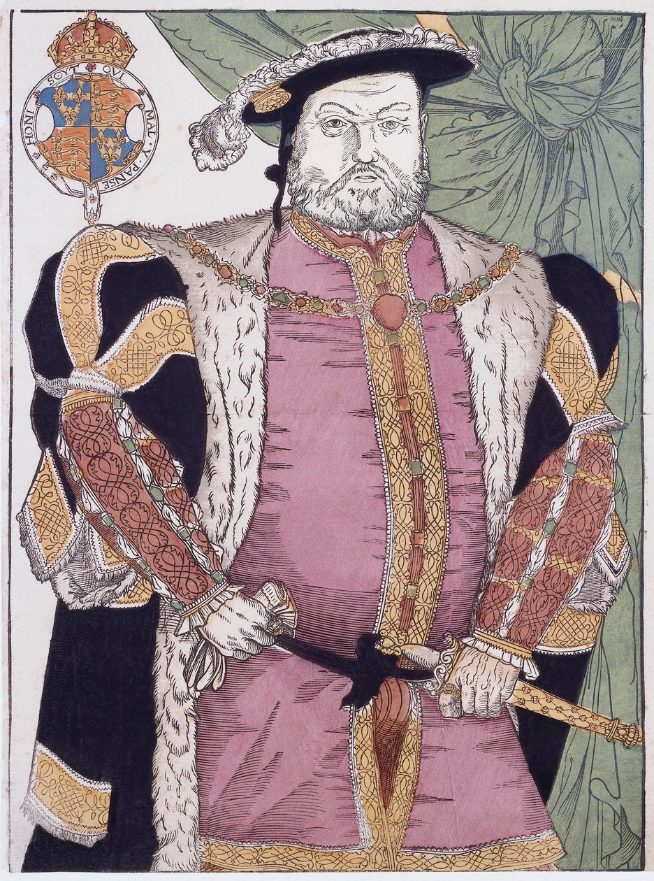 Kung Henrik VIII av England (gravyr) av Hans (after) Holbein