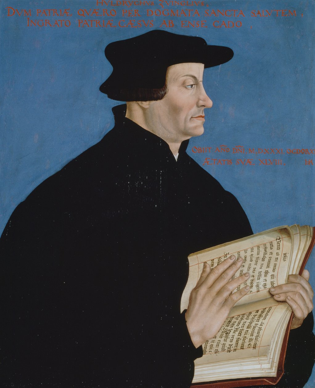Porträtt av Huldrych Zwingli (1848-1531) av Hans Asper