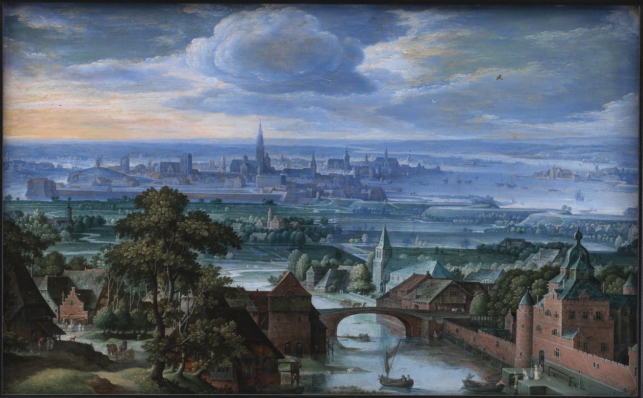 Landskap med utsikt över Antwerpen av Hans Bol
