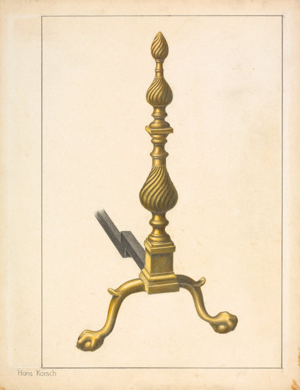 Andiron (en i par) av Hans Korsch