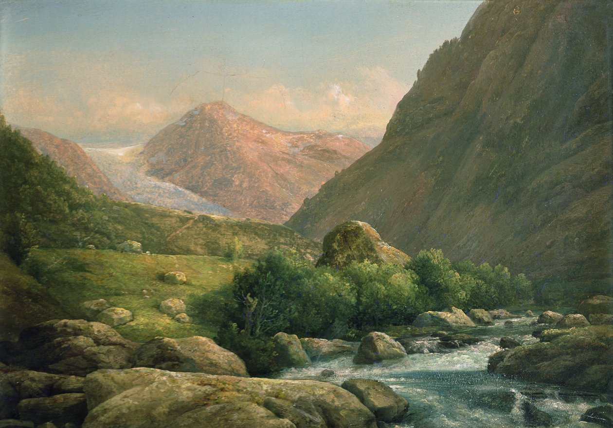 Bondhus glaciär (olja på duk) av Hans Leganger Reusch