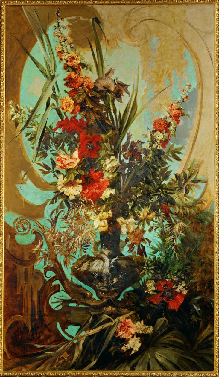 Blumenstueck - Blomma stilleben ... (målning på duk) av Hans Makart