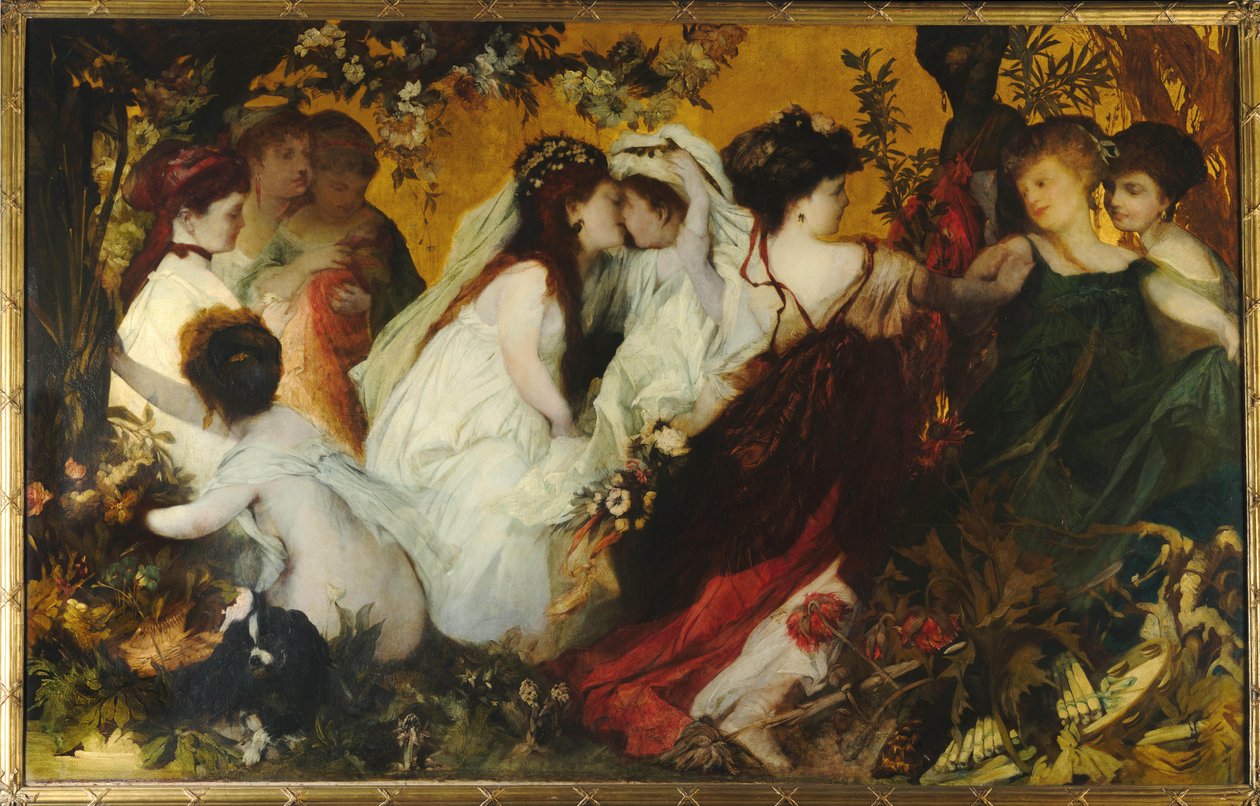 Modern Amoretti, Triptyk, högra panelen, 1868. av Hans Makart