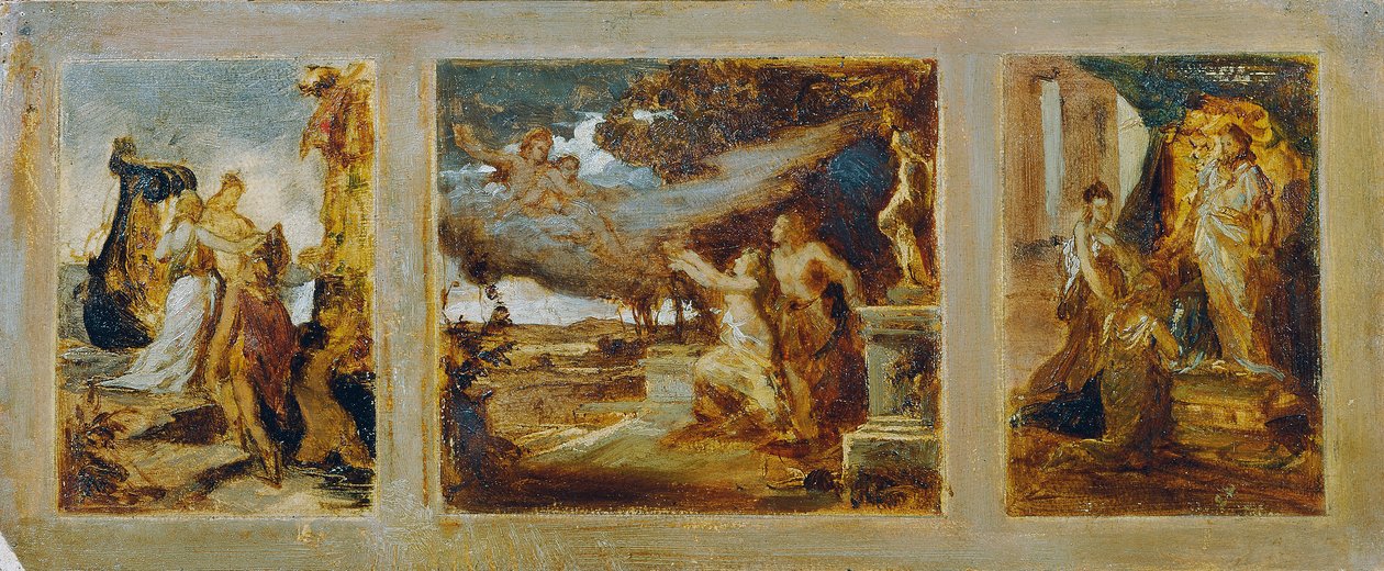 Skiss till en triptyk med mytologiska scener av Hans Makart