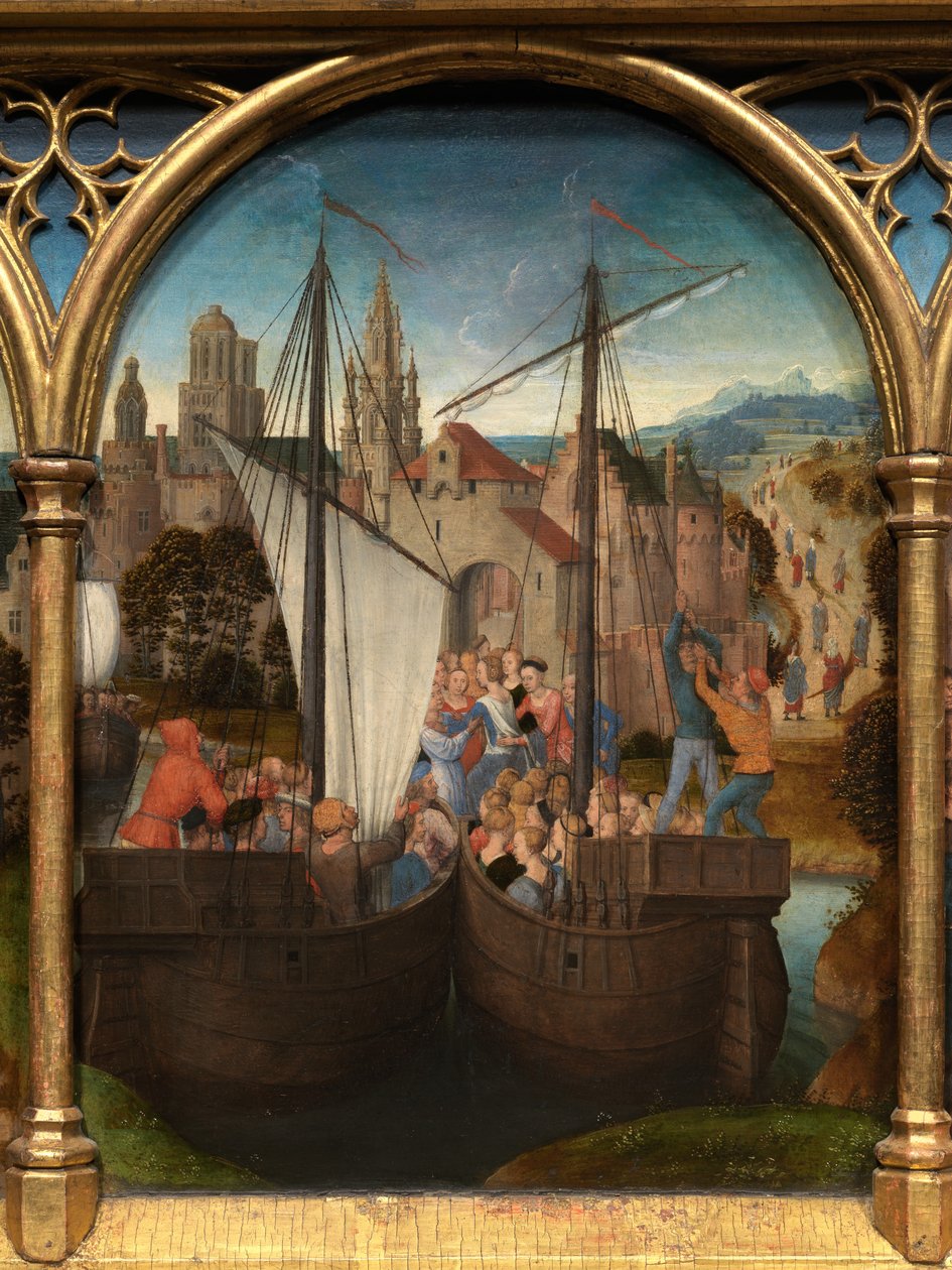 Detalj av Sankt Ursulas relikskrin av Hans Memling