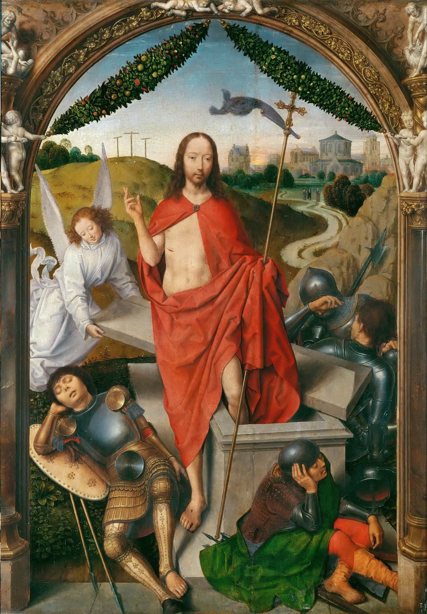 Triptyk av The Resurrection Central panel av Hans Memling