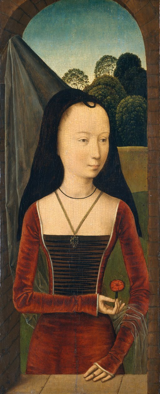 Ung kvinna med en rosa, ca. 1485-90. av Hans Memling