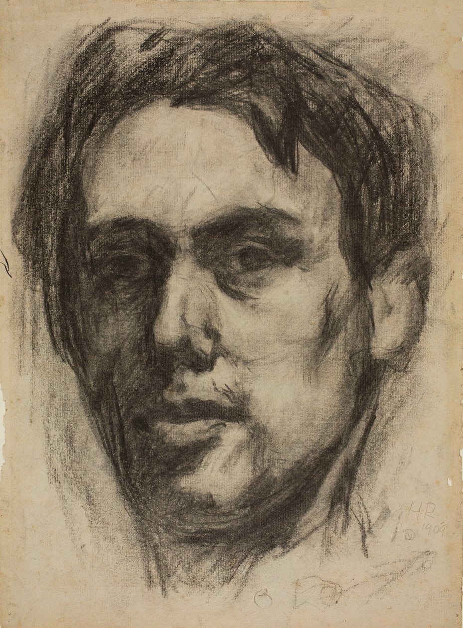 Självporträtt recto, Sketch verso, 1909. av Hans Richter