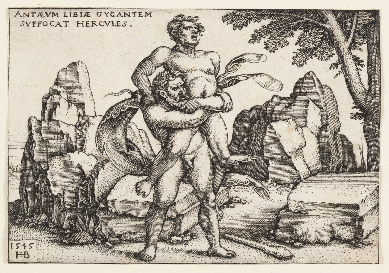 Hercules och Antaeus av Hans Sebald Beham