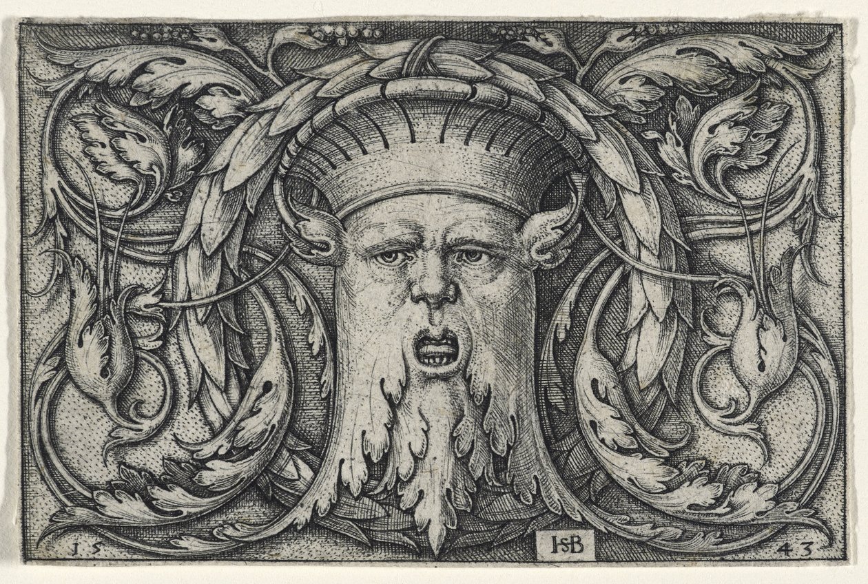 Mascaron, 1543 (gravyr på lagt papper) av Hans Sebald Beham