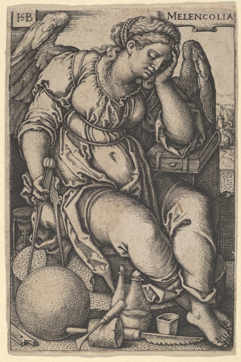 Melankoli, ca 1500-50 (gravyr) av Hans Sebald Beham