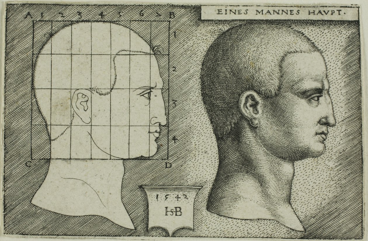 Profilstudie av en mans huvud av Hans Sebald Beham