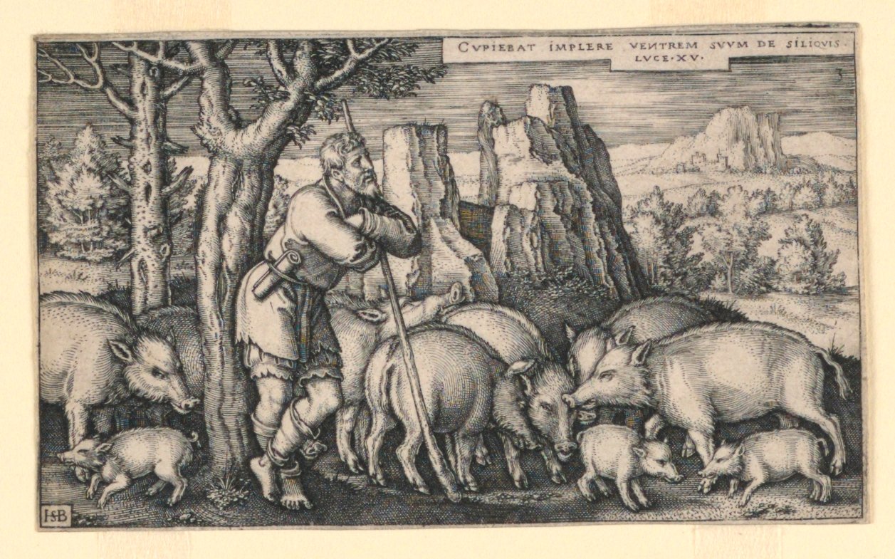 Den förlorade sonen bland svin av Hans Sebald Beham