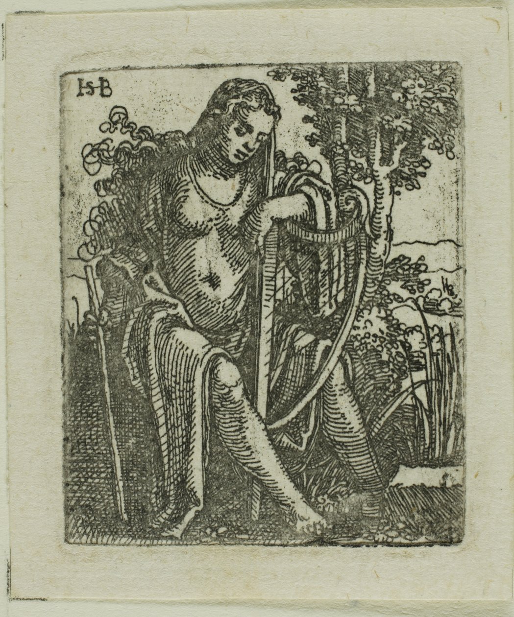 Kvinna med en harpa av Hans Sebald Beham