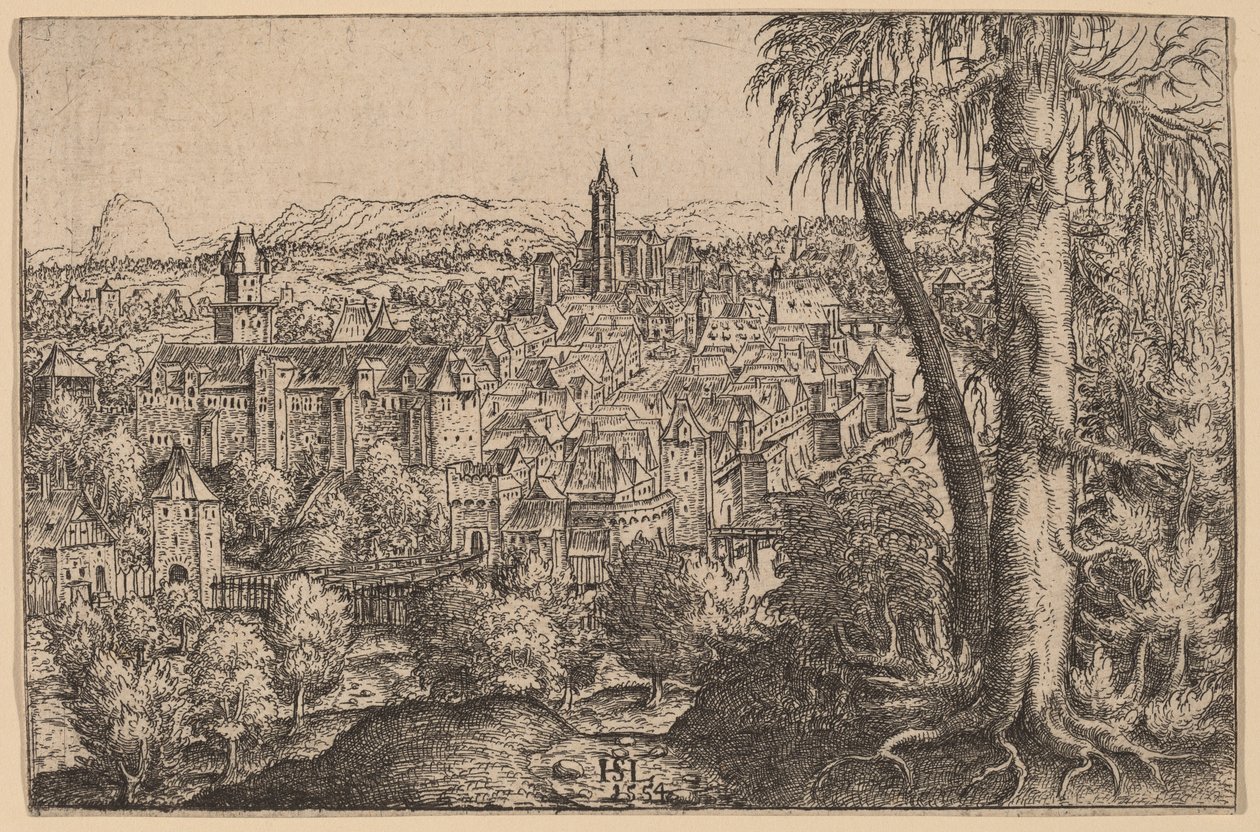 Utsikt över Steyr på Enns, 1554. av Hans Sebald Lautensack