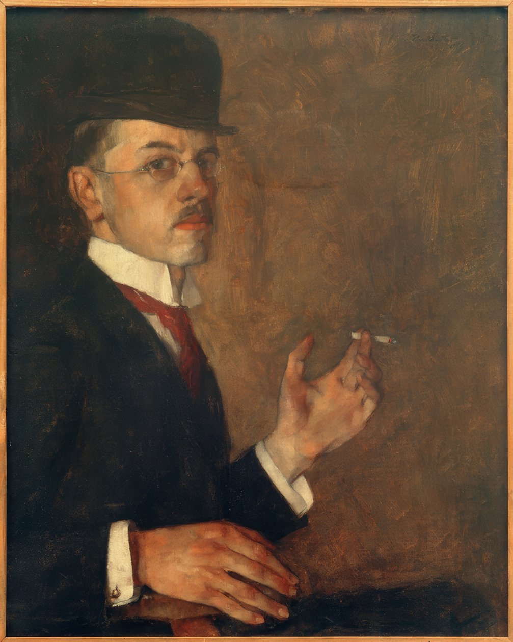 Självporträtt med en cigarett av Hans Sutter