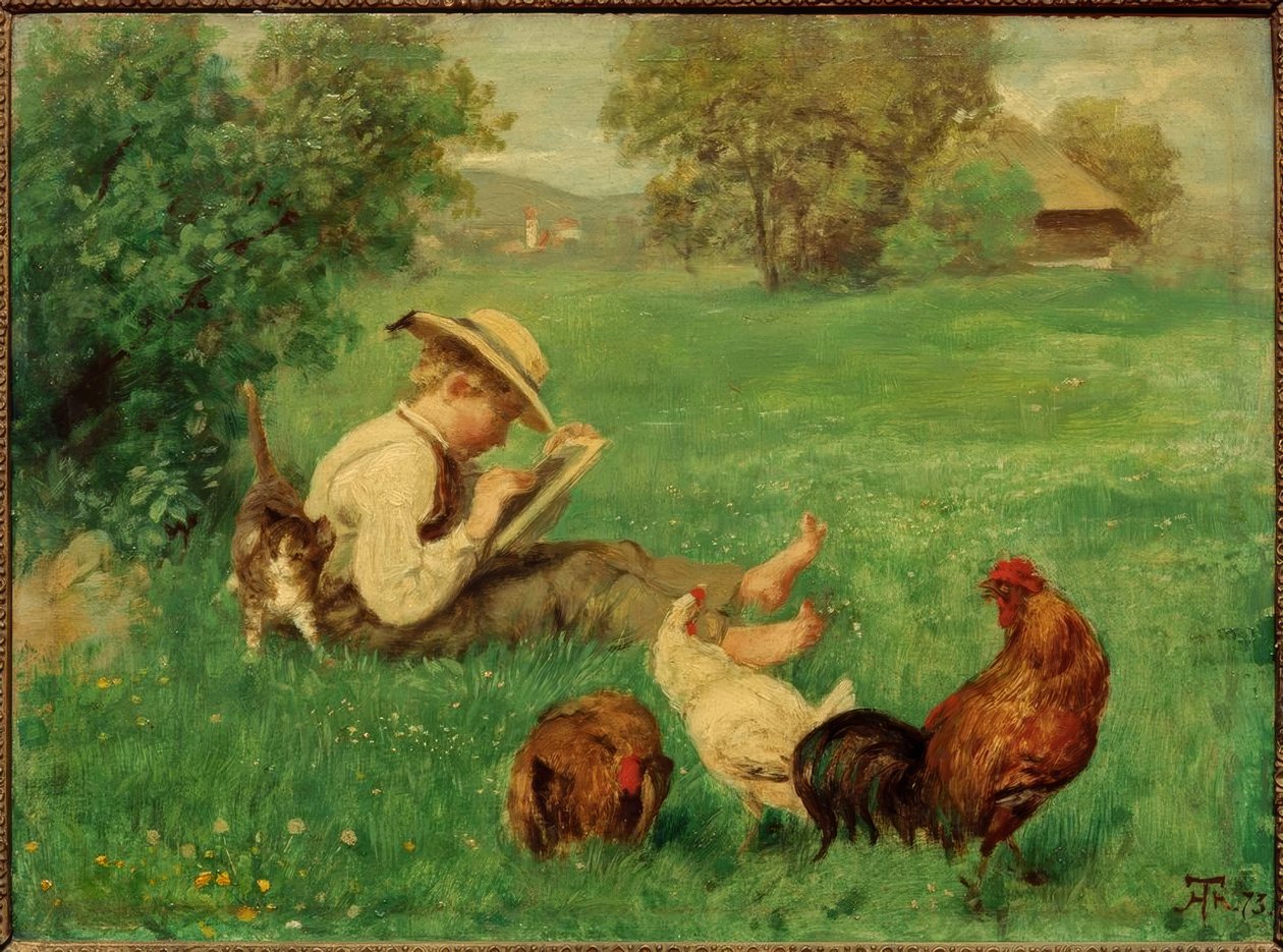 Efter skolan. Konstens början av Hans Thoma