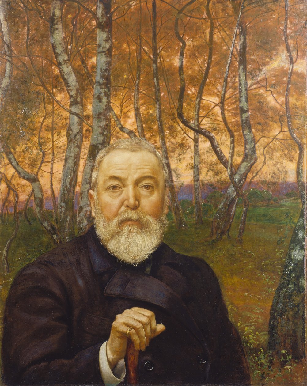Självporträtt i en björklund av Hans Thoma