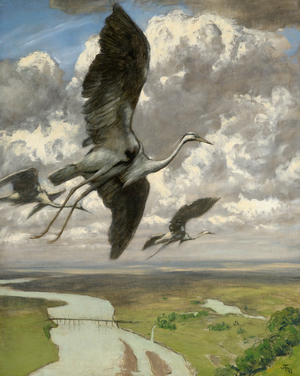 Underbara fåglar, 1892 (olja på kartong) av Hans Thoma