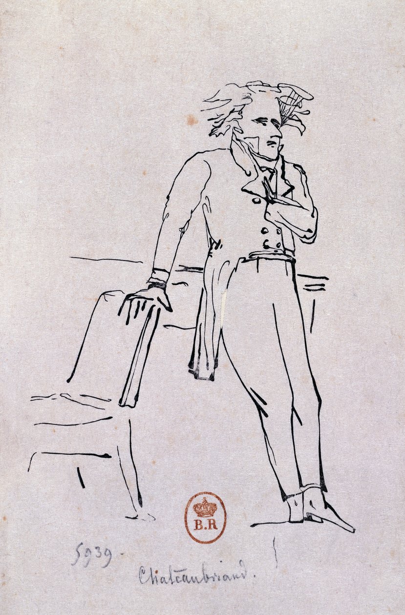 Porträtt av Francois-Rene de Chateaubriand av Hans Toepper