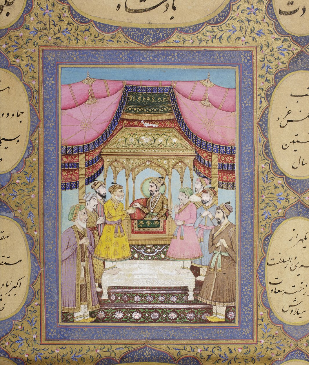 Album av Mughal dynastiska genealogi, 1855 (ogenomskinlig wc och guld på papper) av Haqim Ahasan Ullah Khan