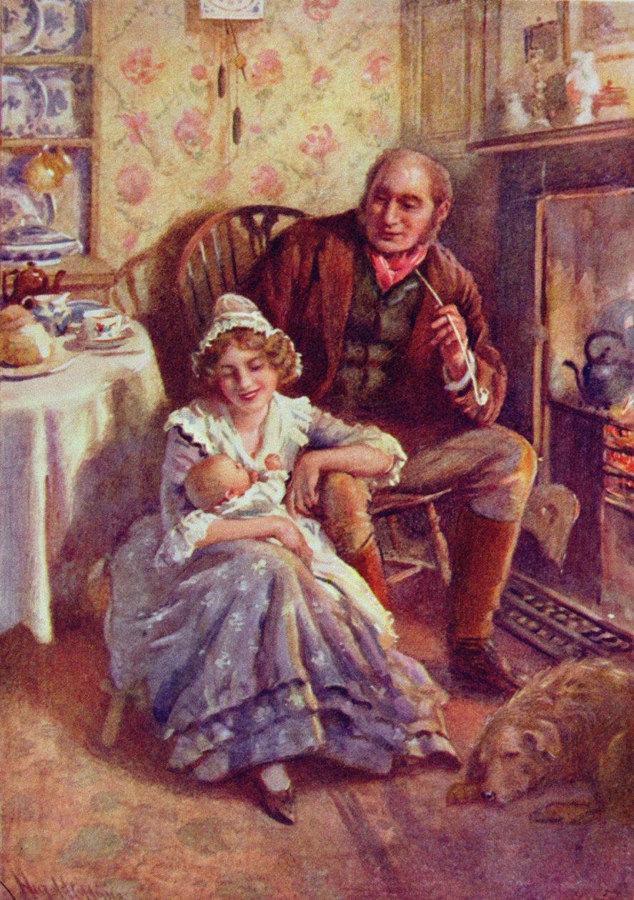 John och Dot Peerybingle, illustration till "Character Sketches from Dickens", sammanställd av B.W. Matz, 1924. av Harold Copping