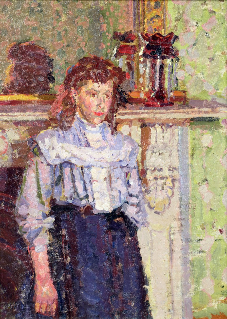 Flicka vid en spiselkrans av Harold Gilman