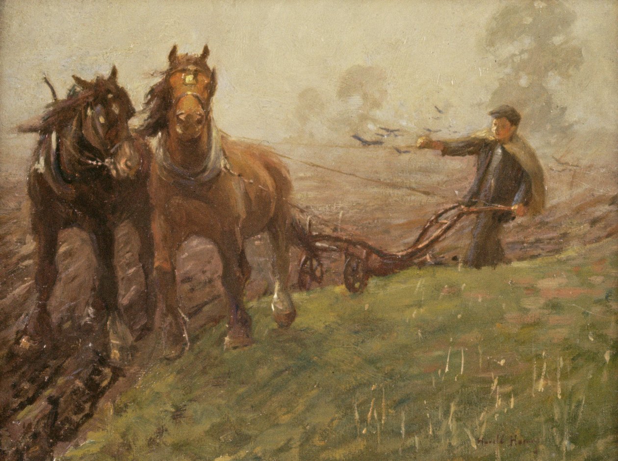 Man som plöjer ett fält av Harold Harvey