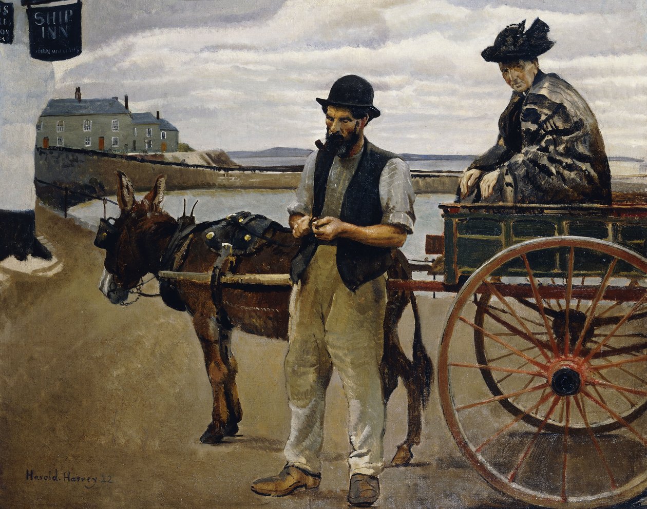 Man med en kvinna i en vagn av Harold Harvey