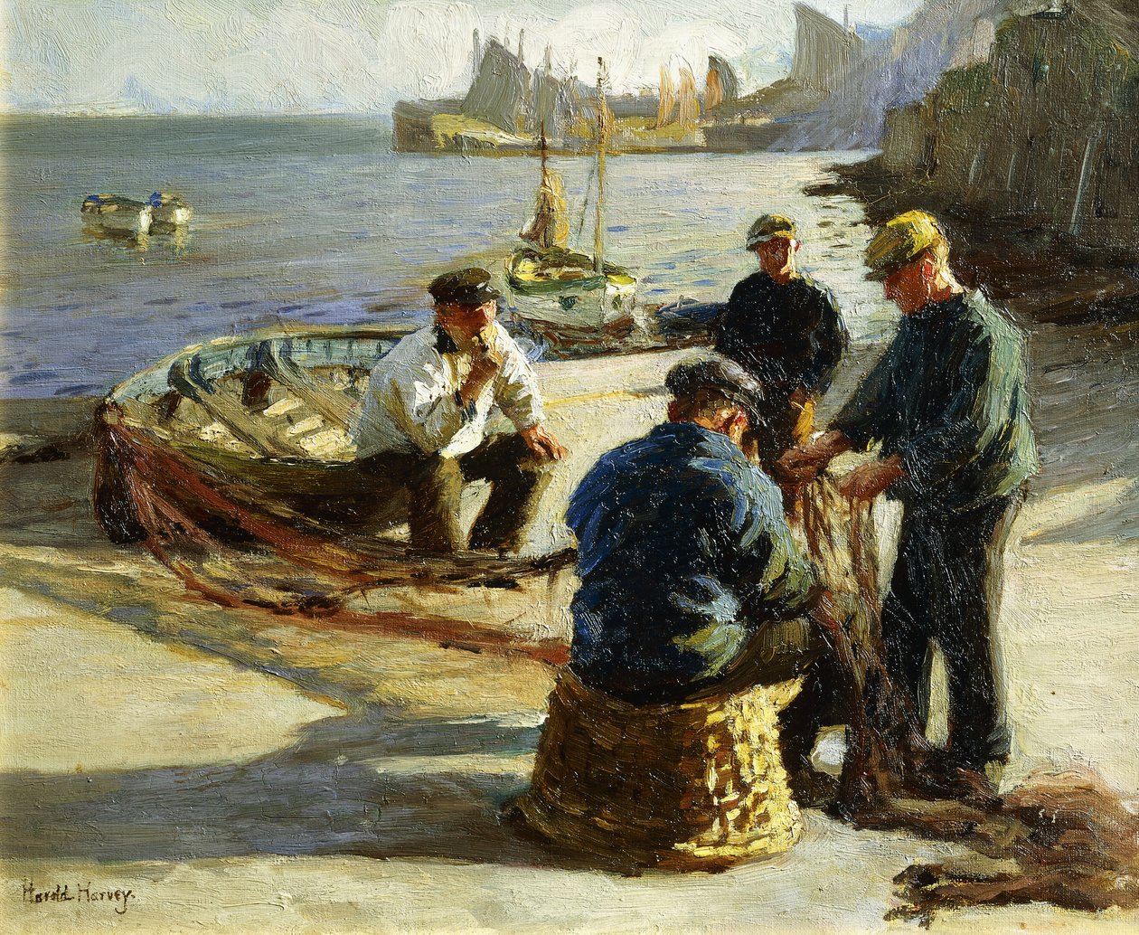 Mending the Nets, Newlyn av Harold Harvey