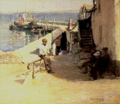 Newlyn Street Scene av Harold Harvey