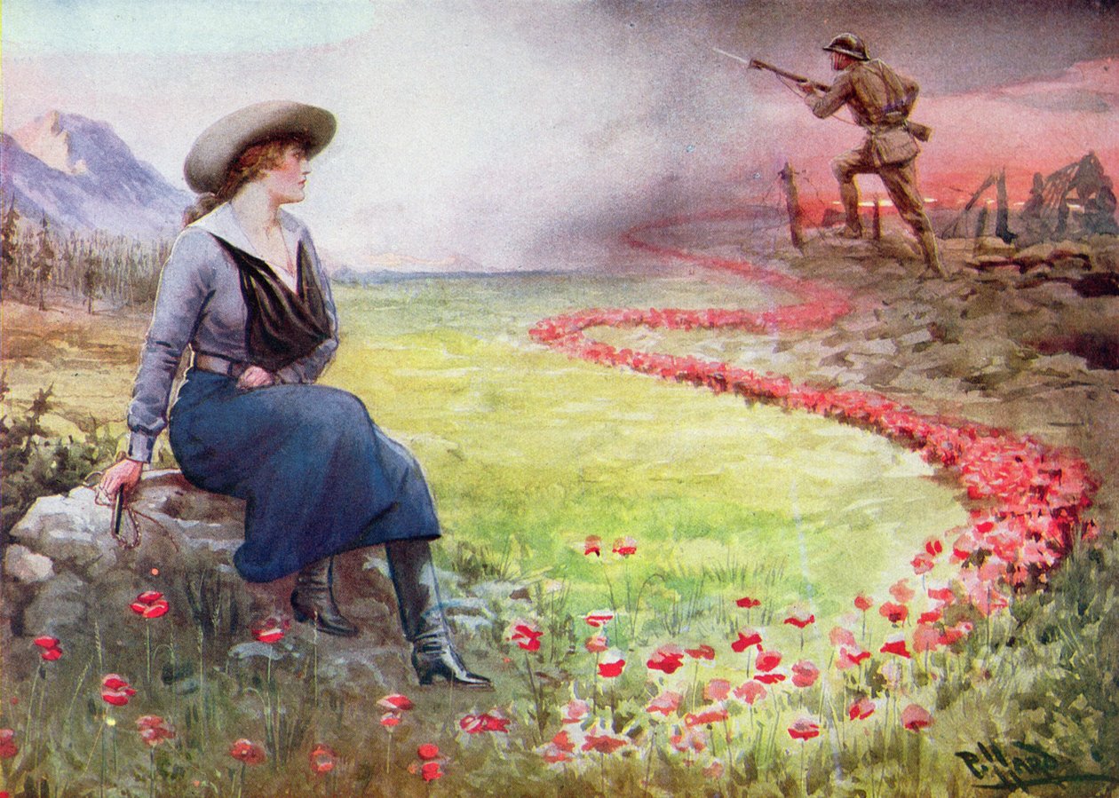 Den tunna röda linjen (färg litho) av Harold Hume Piffard