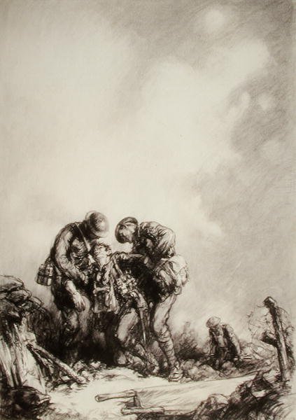 Bårbärare (penna på papper) av Harold James Mowat