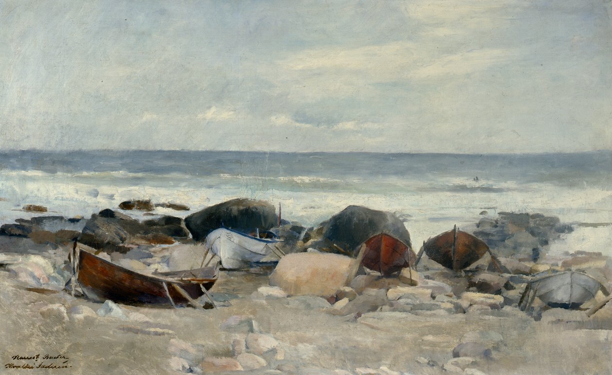 Båtar vid stranden, Jæren av Harriet Backer