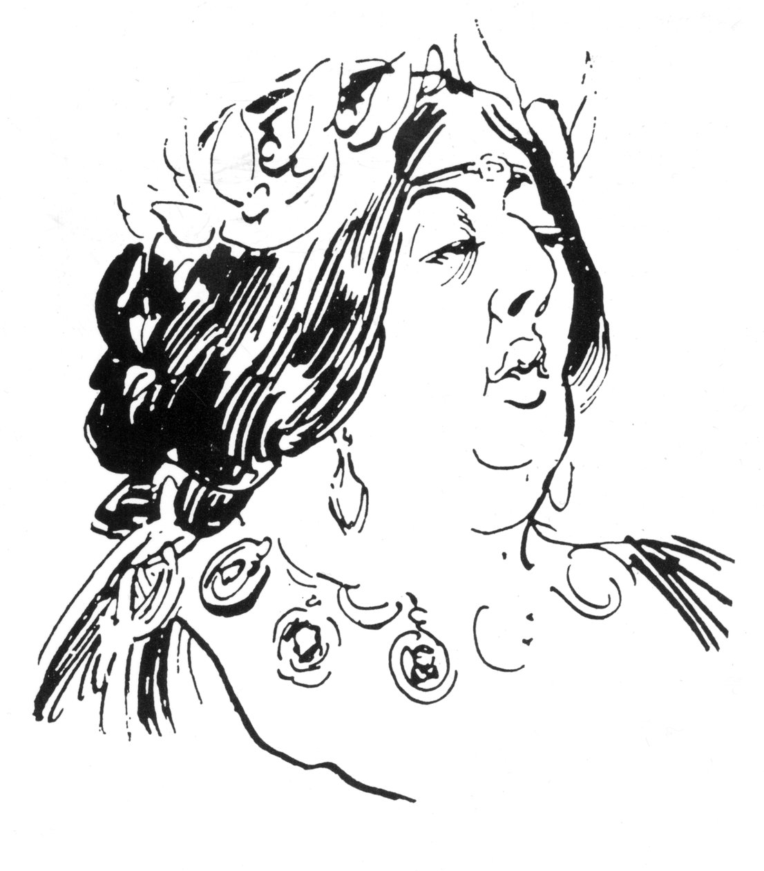 Porträtt av Jane Francesca Agnes Wilde som Madame de Recamier av Harry Furniss