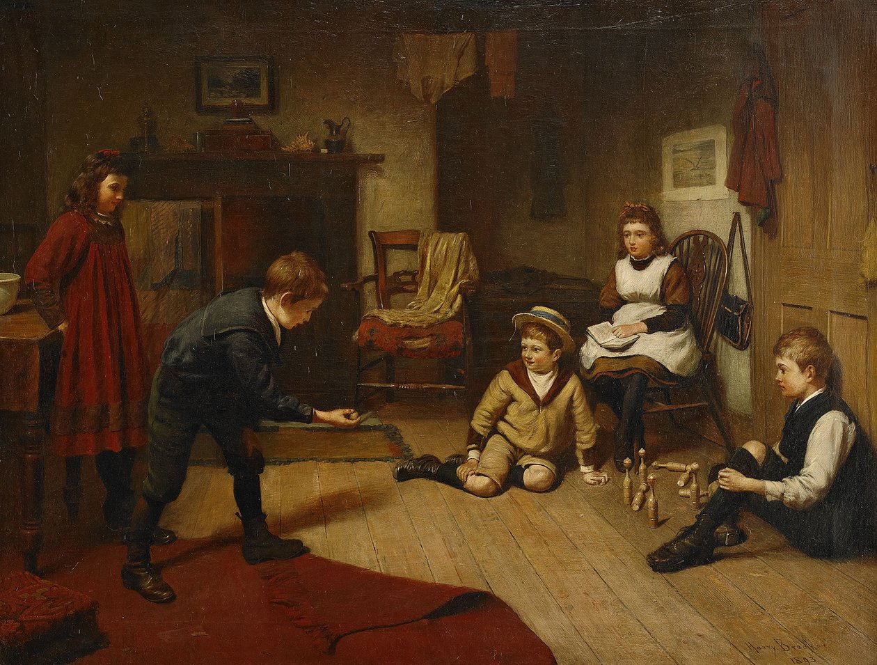 Barn som leker i en interiör, 1893 av Harry Brooker