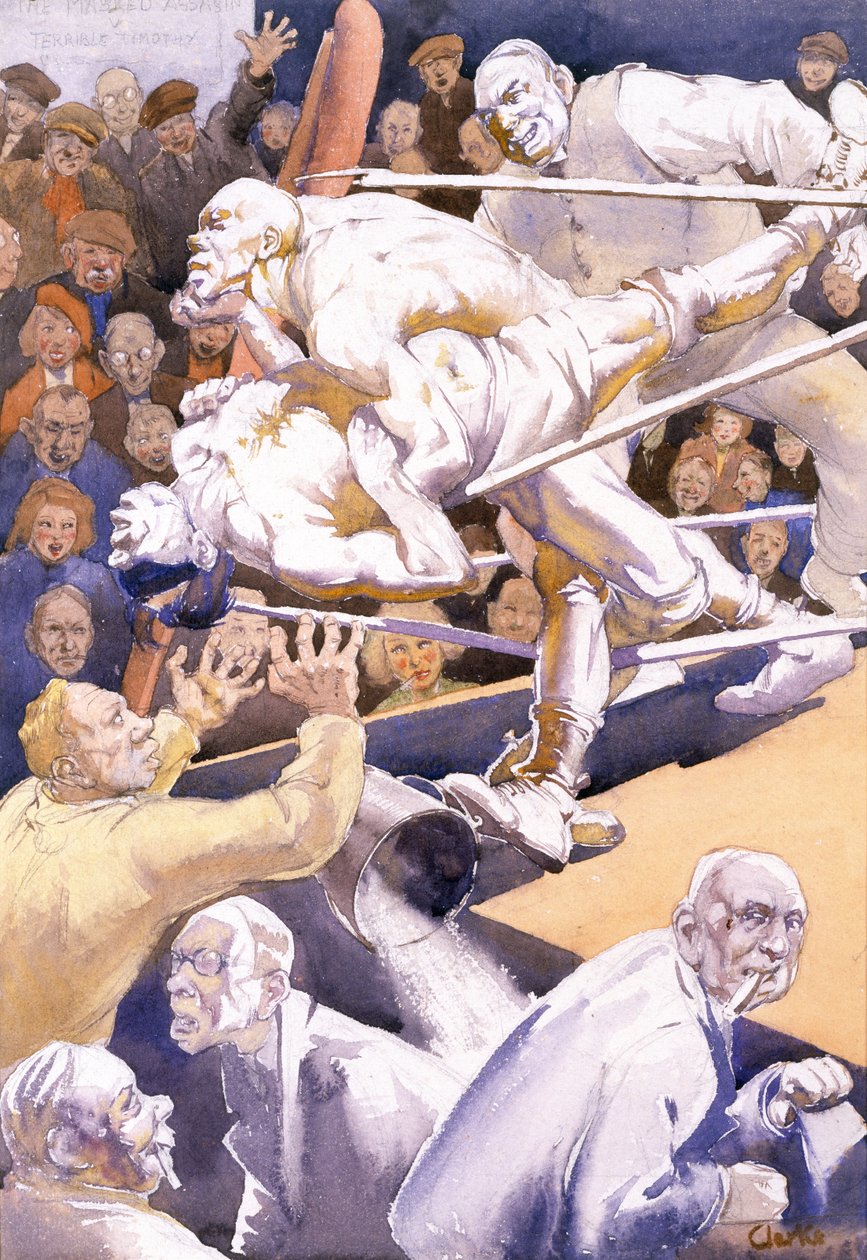 Wrestling Match (wc på papper) av Harry Clarke