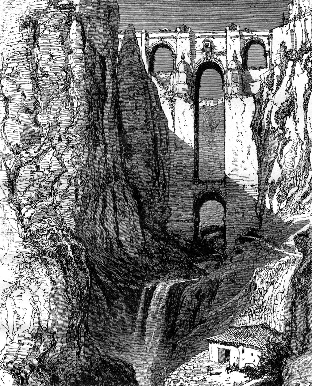 Nya bron, Ronda, Spanien, 1800-talet. av Harry Fenn
