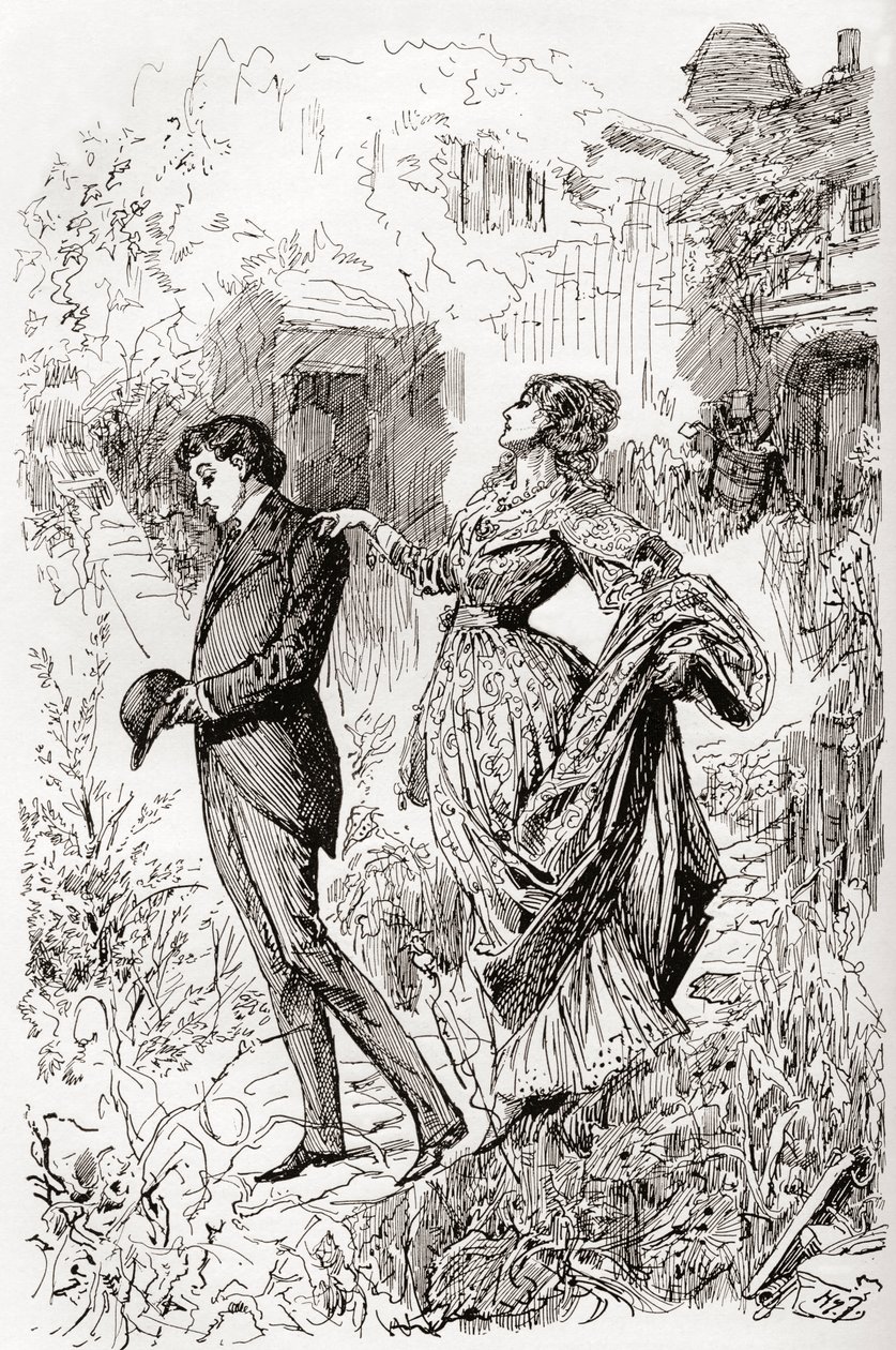Estella och Pip i Miss Havishams trädgård. " av Harry Furniss