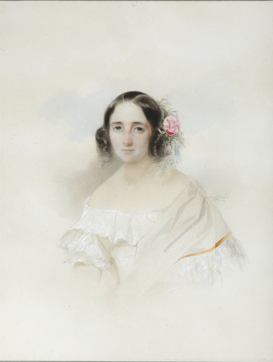 Porträtt av Anna Alexeevna Olenina 1808-1888, 1839 av Hau