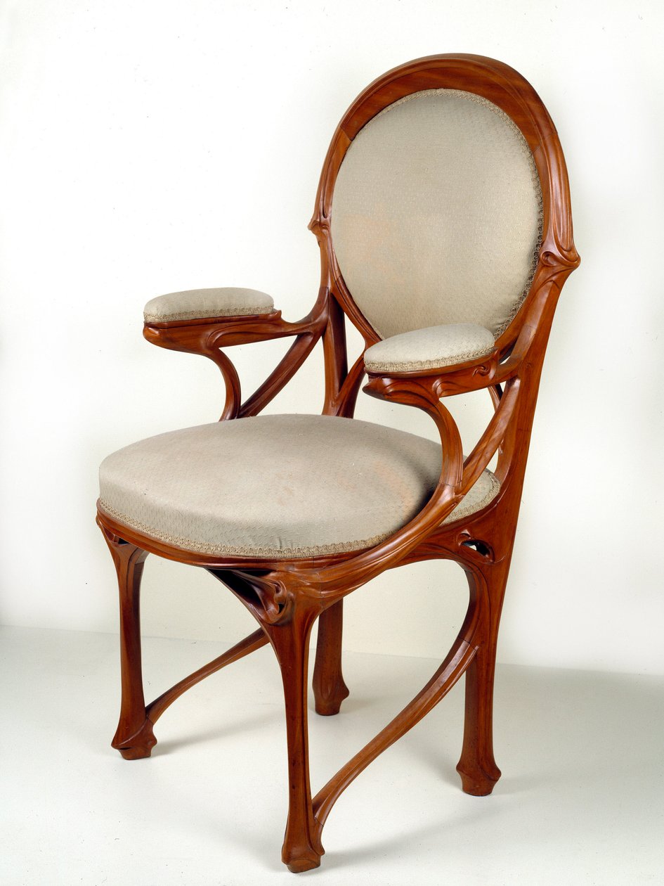 Art Nouveau: Amerikansk fåtölj i valnöt av Hector Guimard