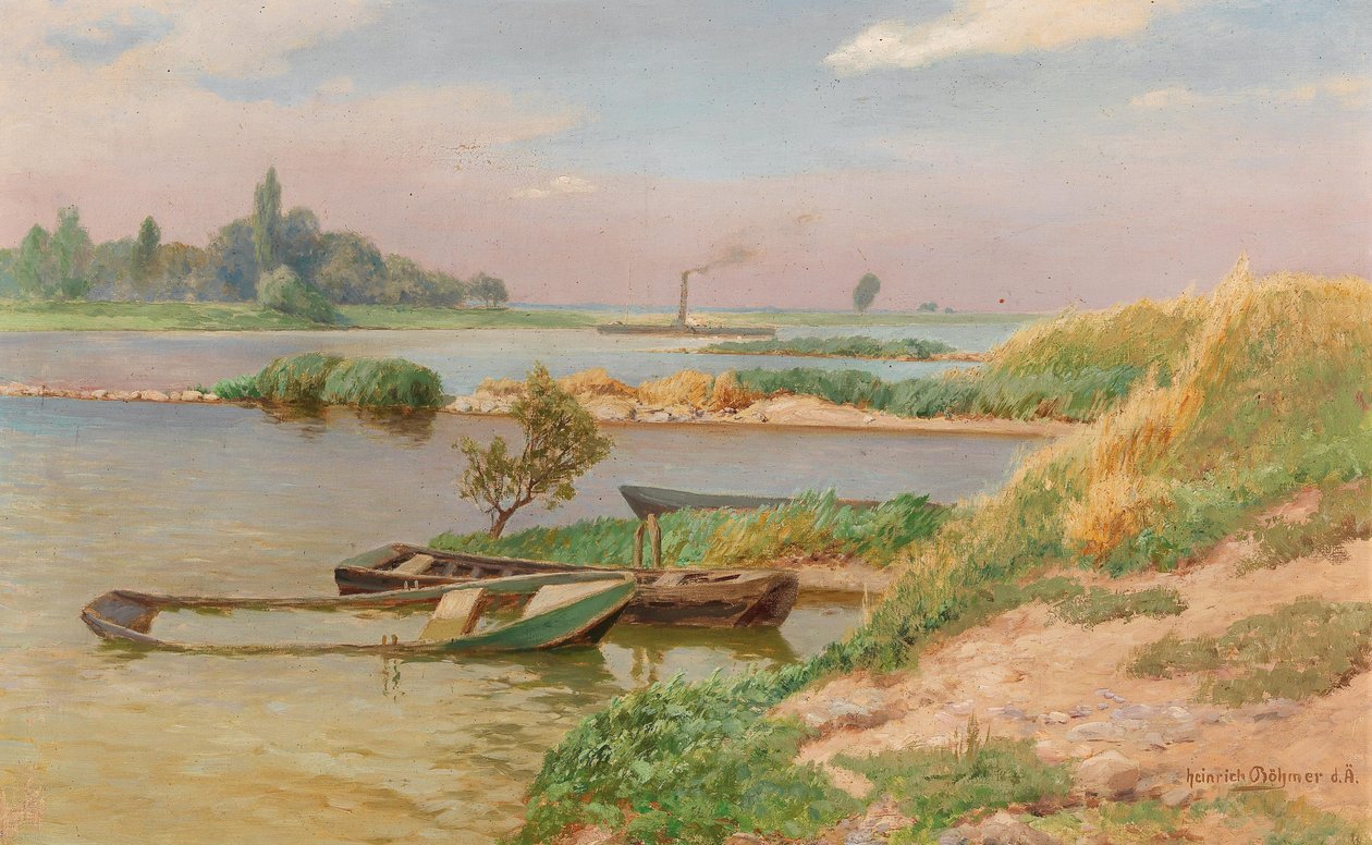 Open River Landscape av Heinrich Bohmer