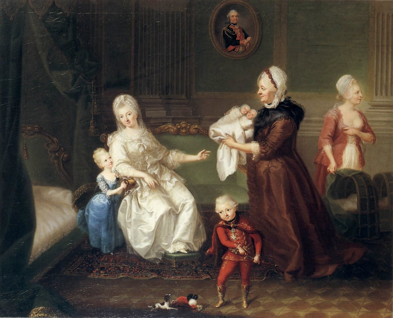 H C Brandt Gräfin Heydeck med sina barn av Heinrich Carl Brandt