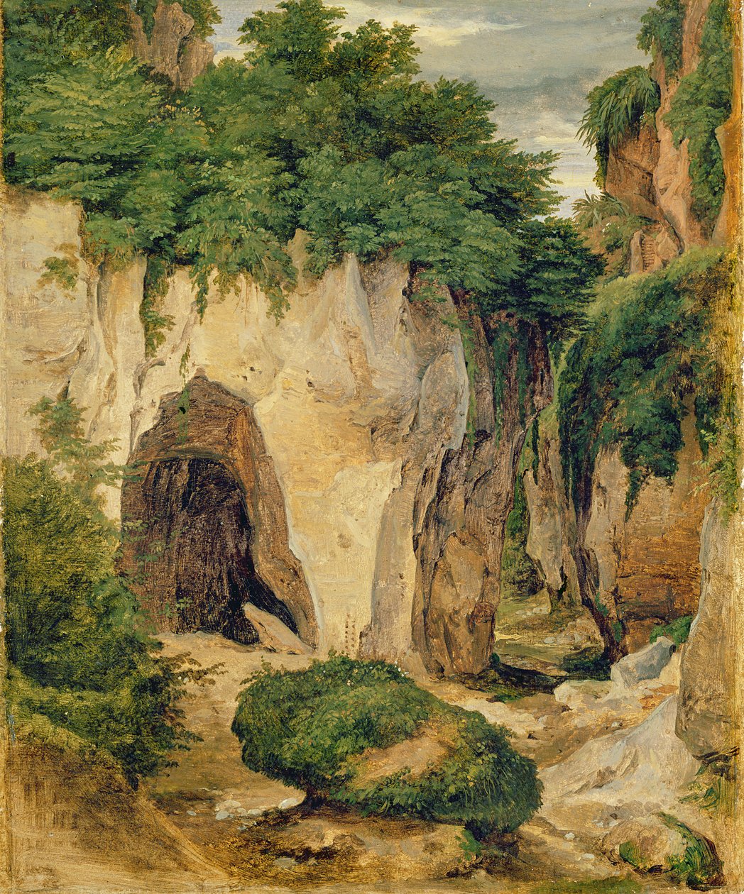 Rocks at Sorrento, 1823 (olja på papper på duk) av Heinrich Reinhold
